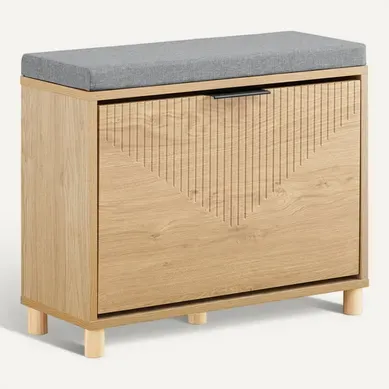Banc D'entrée Avec Coussin, Rangement à Chaussures Sous Abattant, En Bois Banc D'entrée Avec Coussin, Rangement à Chaussures Sous Abattant, En Bois