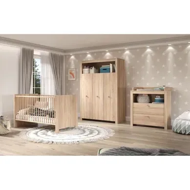 Ensemble Chambre Bébé Olivia 3 Pièces - Lit 70x140 Cm, Commode à Langer, Armoire 3 Portes Ensemble Chambre Bébé Olivia 3 Pièces - Lit 70x140 Cm, Commode à Langer, Armoire 3 Portes