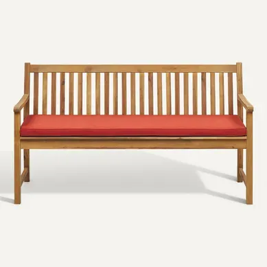 Banc Avec Coussin D'assise Vivara 160 Cm Bois D'acacia Certifié Frêne Clair Rouge Foncé Banc Avec Coussin D'assise Vivara 160 Cm Bois D'acacia Certifié Frêne Clair Rouge Foncé
