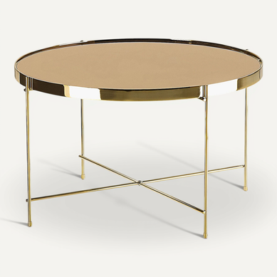 Table Basse Marron Et Dorée Ronde D 63 Cm Lucea