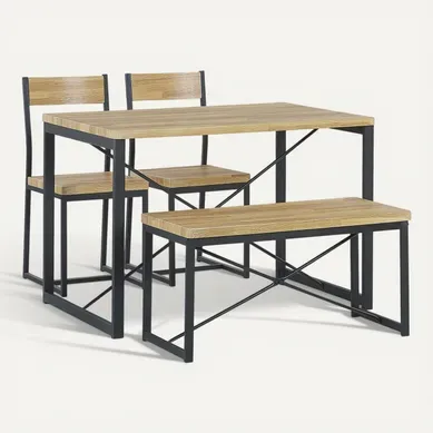 Ensemble De Salle à Manger Effet Bois Clair Et Noir 4 Places Flixton Ensemble De Salle à Manger Effet Bois Clair Et Noir 4 Places Flixton