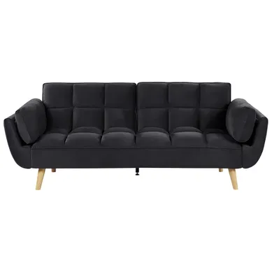 Canapé 3 Places Convertible En Velours Noir Asby Canapé 3 Places Convertible En Velours Noir Asby