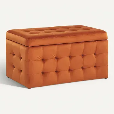 Pouf De Rangement Michigan Velours Orange Pouf De Rangement Michigan Velours Orange