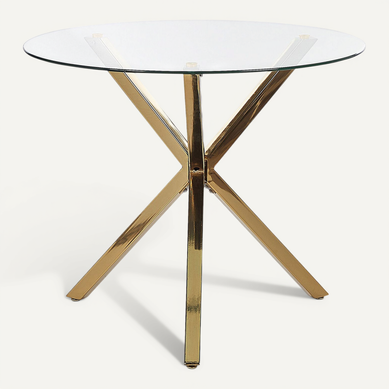 Table Ronde En Verre Avec Pieds Dorés 90 Cm Savoni Table Ronde En Verre Avec Pieds Dorés 90 Cm Savoni