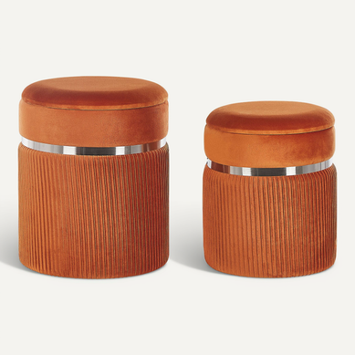 Lot De 2 Poufs De Rangement En Velours Orange Camdenton Lot De 2 Poufs De Rangement En Velours Orange Camdenton