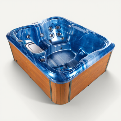 Spa De Jardin 4 Places En Acrylique Bleu 215 X 180 Cm Avec LED Arcelia
