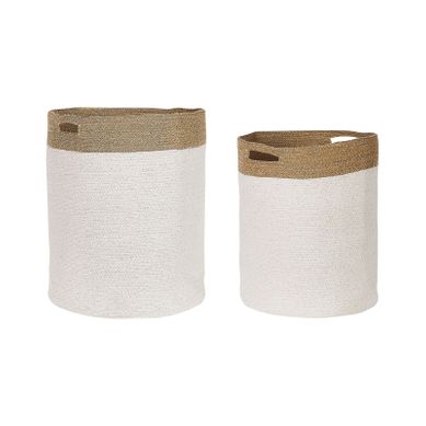 Lot De 2 Paniers En Coton Blanc Et Beige Kardh Lot De 2 Paniers En Coton Blanc Et Beige Kardh