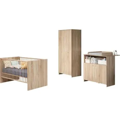 Trio Chambre Bébé Niko 70x140 Chêne Naturel: Lit, Armoire 2 Portes, Commode à Langer Trio Chambre Bébé Niko 70x140 Chêne Naturel: Lit, Armoire 2 Portes, Commode à Langer
