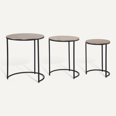 Table D'appoint Lot De 3 Petite Table Basse De Salon Métal Moderne Or