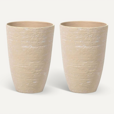 Lot De 2 Pots De Fleurs 35 X 35 X 50 Cm Beige Camia