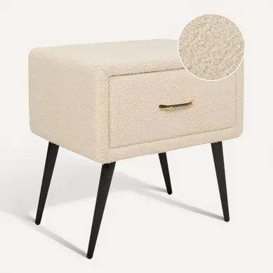 Table De Chevet Bouclé Beige Flayat Table De Chevet Bouclé Beige Flayat