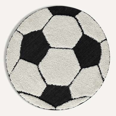 Tapis Lou Enfant Football, Noir Blanc, 160 Cm Ronde Tapis Lou Enfant Football, Noir Blanc, 160 Cm Ronde