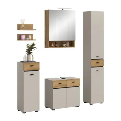 Ensemble De Salle De Bain 6pcs Avec éclairage Aqua (lxhxp : 154x191x35 Cm), Coloris Cachemire Ensemble De Salle De Bain 6pcs Avec éclairage Aqua (lxhxp : 154x191x35 Cm), Coloris Cachemire