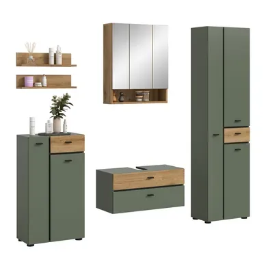 Ensemble De Salle De Bain 5 Pièces Aqua (lxhxp : Env. 207x191x35 Cm) , Coloris Vert Sauge Ensemble De Salle De Bain 5 Pièces Aqua (lxhxp : Env. 207x191x35 Cm) , Coloris Vert Sauge