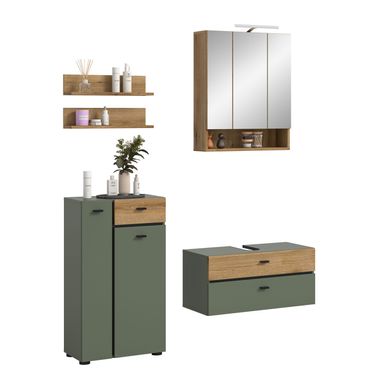 Ensemble De Salle De Bain 5pcs Avec éclairage Aqua (lxhxp : 141x191x35 cm), Coloris Vert Sauge Ensemble De Salle De Bain 5pcs Avec éclairage Aqua (lxhxp : 141x191x35 cm), Coloris Vert Sauge