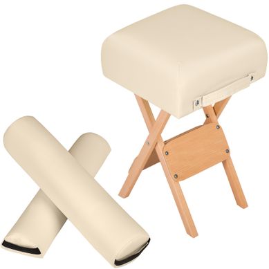 Ensemble Tabouret Pour Table De Massage Avec 2 Coussins De Massage En Matière Synthétique Beige