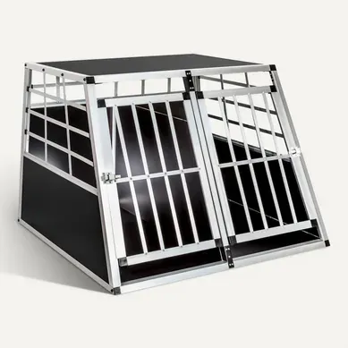 1 Cage De Transport Pour Chiens Double Sécurisée En Aluminium Noir 1 Cage De Transport Pour Chiens Double Sécurisée En Aluminium Noir