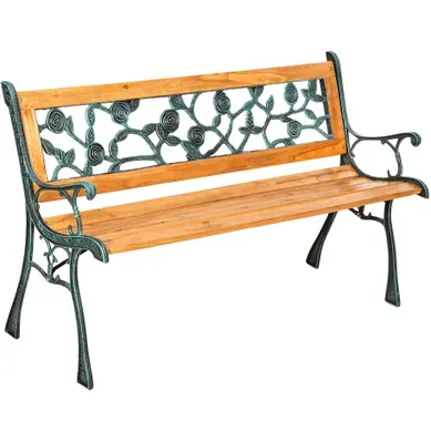 Banc De Jardin Stable Robuste Résistant Temps Bois Sapin Fonte Décor Marron 124x52x74cm 2 Places Banc De Jardin Stable Robuste Résistant Temps Bois Sapin Fonte Décor Marron 124x52x74cm 2 Places