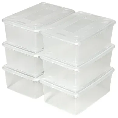 Lot De 24 Boîtes De Rangement Plastique Pour Chaussures En Plastique Blanc Transparent Lot De 24 Boîtes De Rangement Plastique Pour Chaussures En Plastique Blanc Transparent