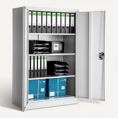 Armoire Métallique 4 Niveaux Verrouillable étagères Réglables Gris Acier 2 Clés 90x40x140cm