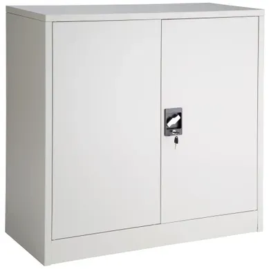 Armoire Métallique De Bureau Verrouillable 2 étagères Réglables Acier Gris 90x40x90cm