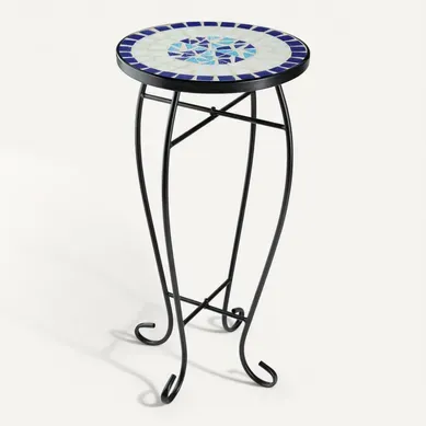 1 Table De Balcon En Acier Blanc/bleu 1 Table De Balcon En Acier Blanc/bleu