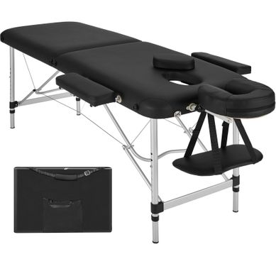 Table De Massage Portable Pliante 2 Zones Avec Sac De Transport Inclus Noir