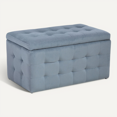 Pouf De Rangement Michigan Velours Gris Clair Pouf De Rangement Michigan Velours Gris Clair