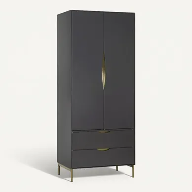 Armoire 2 Portes Design "kobe" 195cm Gris