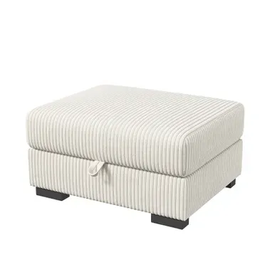Pouf Avec Rangement En Velours Côtelé, 88 Cm, Beige Pouf Avec Rangement En Velours Côtelé, 88 Cm, Beige