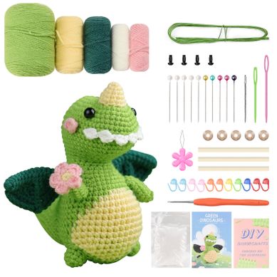 Kit De Crochet Pour Ptérosaure Vert, Pour Les Amateurs De Loisirs Créatifs, Instructions Incluses Kit De Crochet Pour Ptérosaure Vert, Pour Les Amateurs De Loisirs Créatifs, Instructions Incluses