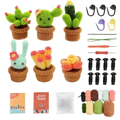 Kit De Crochet Pour Débutants - Pour Crocheter Des Pots à Cactus - Ensemble Complet Kit De Crochet Pour Débutants - Pour Crocheter Des Pots à Cactus - Ensemble Complet