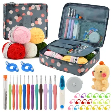 Kit De Crochet Pour Débutants, Avec Accessoires De Tricot Ergonomiques Et Sac De Rangement Kit De Crochet Pour Débutants, Avec Accessoires De Tricot Ergonomiques Et Sac De Rangement