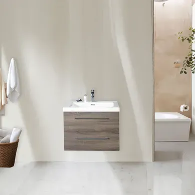 Meuble Avec Vasque 80 Cm Chêne Californien Gris Aquasun Meuble Avec Vasque 80 Cm Chêne Californien Gris Aquasun