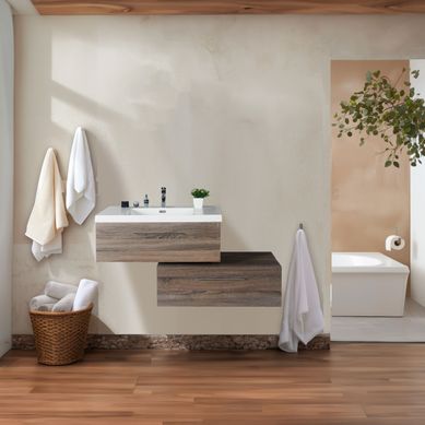 Meuble Avec Vasque 90 Cm Chêne Californien Gris Aquasun Meuble Avec Vasque 90 Cm Chêne Californien Gris Aquasun