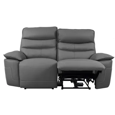 Canapé 2 places 2 relax électriques EVOGG cuir et coûte gris foncé Canapé 2 places 2 relax électriques EVOGG cuir et coûte gris foncé vue de face