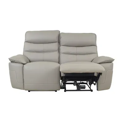 Canapé 2 places 2 relax électriques EVOGG cuir et croûte taupe gris vue de face