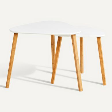 Table basse gigogne scandinave LOUKA Blanc vue 3/4