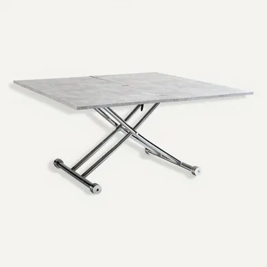 Table relevable 2 en 1 LILIAN Imitation béton et chrome Table relevable 2 en 1 LILIAN Imitation béton et chrome vue 3/4
