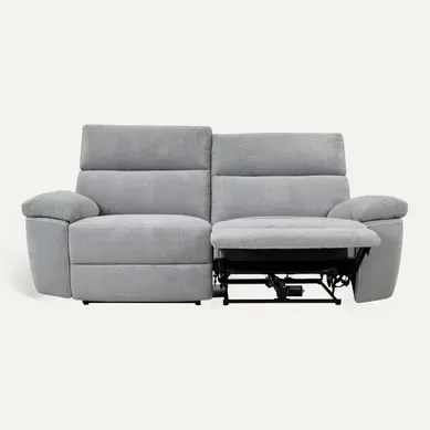Canapé 3 places 2 relax électriques ORION tissu gris clair vue de face