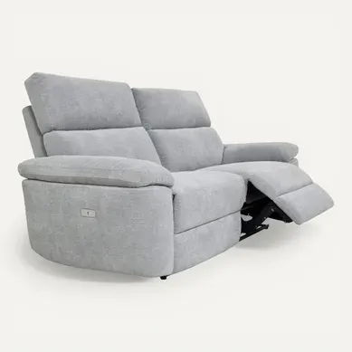 Canapé 3 places 2 relax électriques ORION tissu gris clair Canapé 3 places 2 relax électriques ORION tissu gris clair vue 3/4