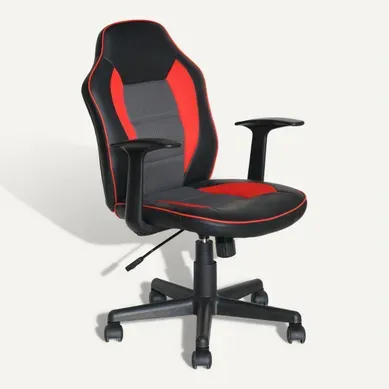 Fauteuil de bureau PUNCHY 2 Noir, rouge et gris vue 3/4