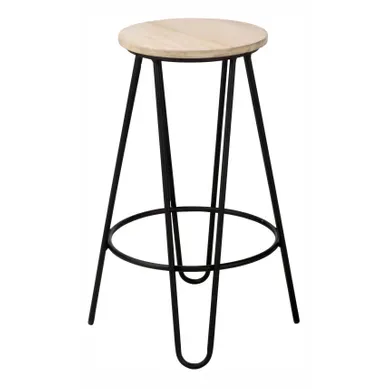 Tabouret de bar H. 63 cm ESSIA 2 Bois clair/noir vue 3/4