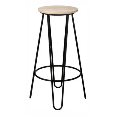 Tabouret de bar H.74 cm ESSIA 2 Bois clair /noir vue 3/4