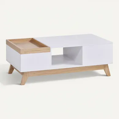 Table basse scandinave CLEO blanc/imitation chêne Table basse scandinave CLEO blanc/imitation chêne vue 3/4