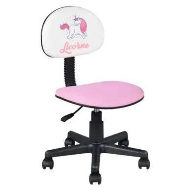 Chaise dactylo enfant LICORNE Rose vue 3/4