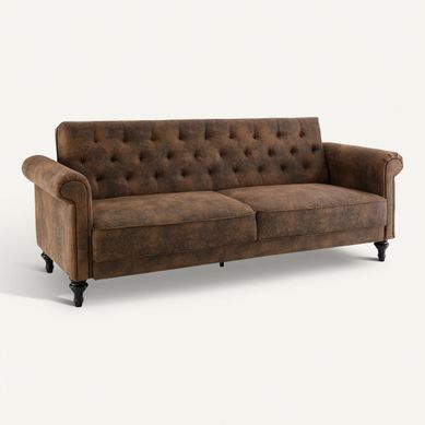 Canapé convertible 3 places COLETTA tissu vintage vue 3/4