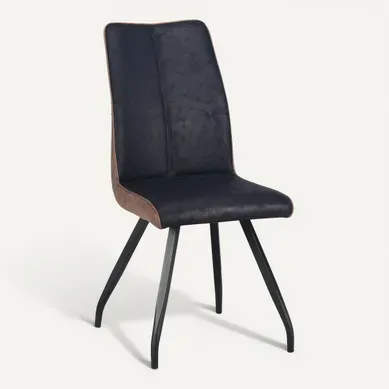 Chaise ESTHER Bi-color noir nuit/marron vue 3/4