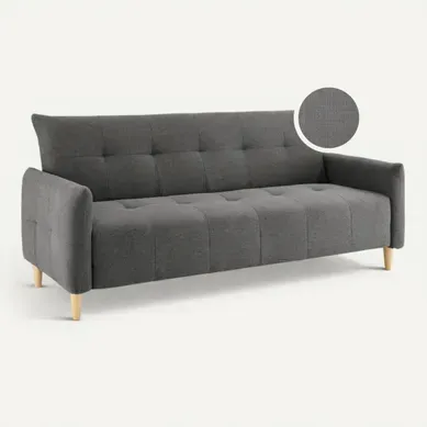 Canapé convertible clic clac 3 places - Tissu Gris anthracite - L 190 x Canapé convertible clic clac 3 places - Tissu Gris anthracite - L 190 x