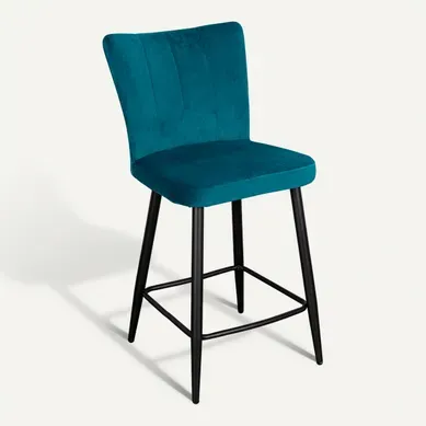 Tabouret de bar H63 cm CLOHE velours vert vue 3/4